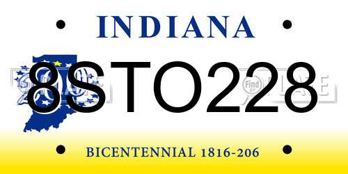 8STO228 Indiana License Plate
