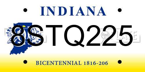 8STQ225 Indiana License Plate