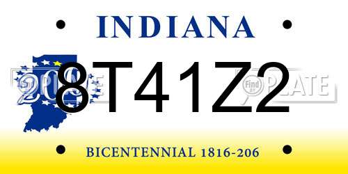 8T41Z2 Indiana License Plate