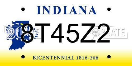 8T45Z2 Indiana License Plate