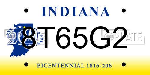 8T65G2 Indiana License Plate