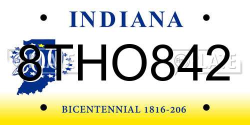 8THO842 Indiana License Plate