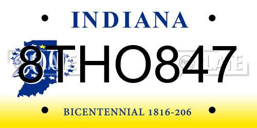 8THO847 Indiana License Plate