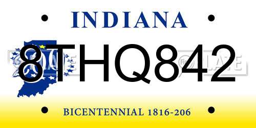 8THQ842 Indiana License Plate