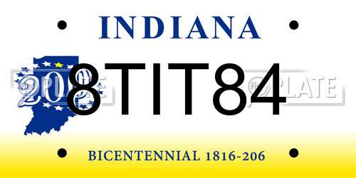 8TIT84 Indiana License Plate