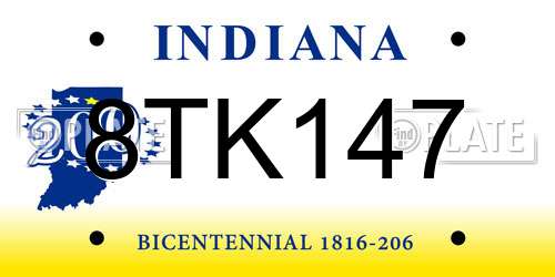 8TK147 Indiana License Plate