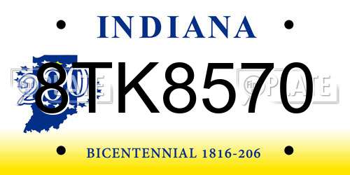 8TK8570 Indiana License Plate