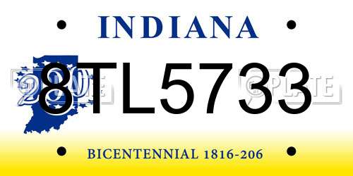 8TL5733 Indiana License Plate