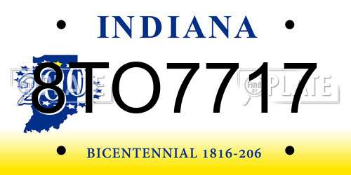 8TO7717 Indiana License Plate