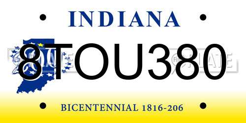 8TOU380 Indiana License Plate