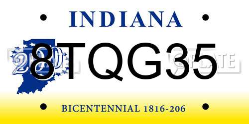 8TQG35 Indiana License Plate