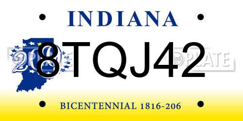 8TQJ42 Indiana License Plate