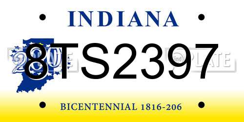 8TS2397 Indiana License Plate