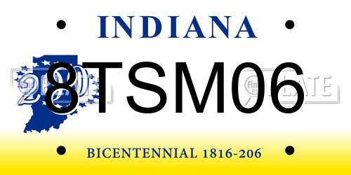 8TSM06 Indiana License Plate