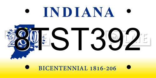 8TST392 Indiana License Plate