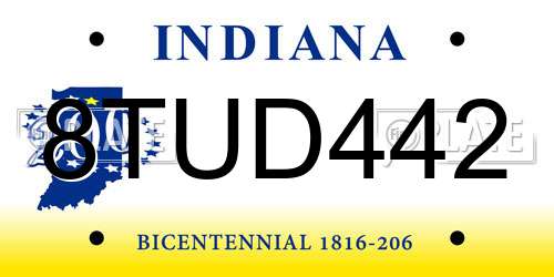 8TUD442 Indiana License Plate