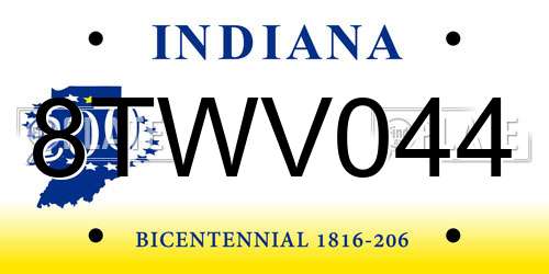 8TWV044 Indiana License Plate