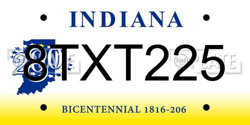 8TXT225 Indiana License Plate
