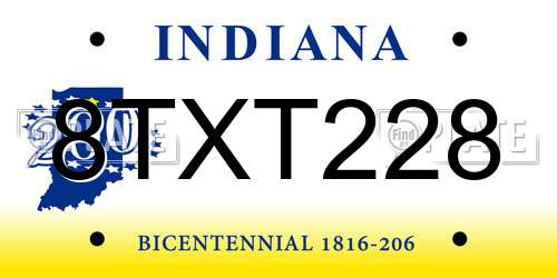 8TXT228 Indiana License Plate