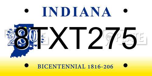 8TXT275 Indiana License Plate