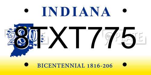 8TXT775 Indiana License Plate