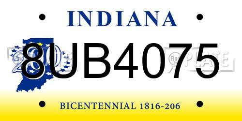 8UB4075 Indiana License Plate
