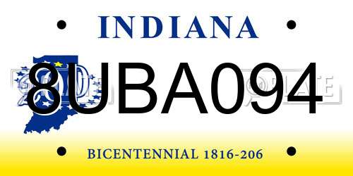 8UBA094 Indiana License Plate