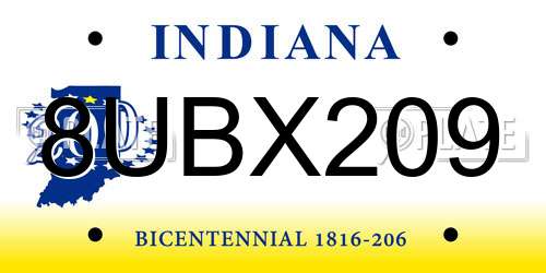 8UBX209 Indiana License Plate
