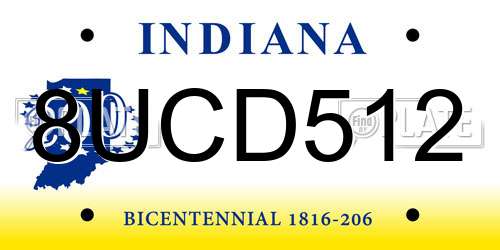 8UCD512 Indiana License Plate
