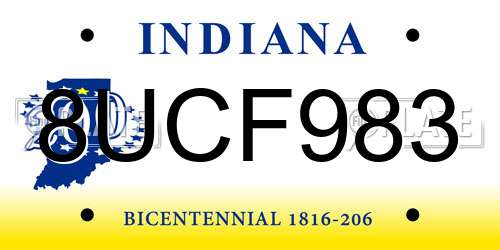 8UCF983 Indiana License Plate