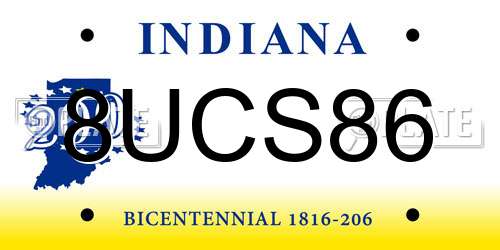 8UCS86 Indiana License Plate