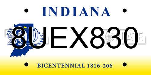 8UEX830 Indiana License Plate