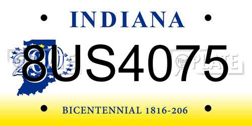 8US4075 Indiana License Plate