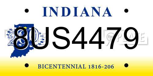 8US4479 Indiana License Plate