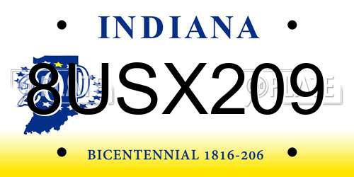 8USX209 Indiana License Plate