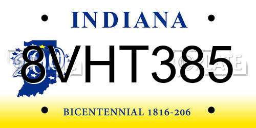 8VHT385 Indiana License Plate