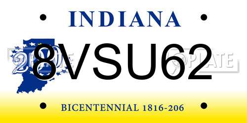 8VSU62 Indiana License Plate
