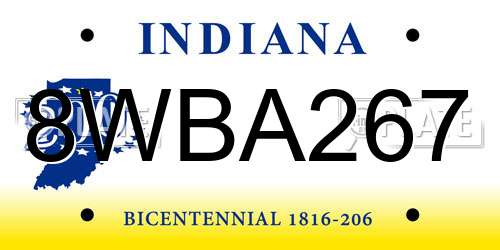 8WBA267 Indiana License Plate