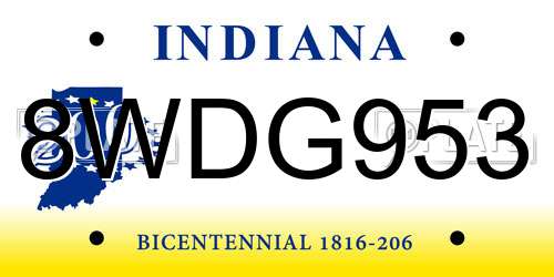 8WDG953 Indiana License Plate
