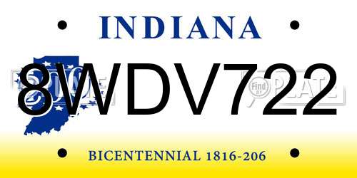 8WDV722 Indiana License Plate