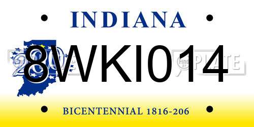 8WKI014 Indiana License Plate