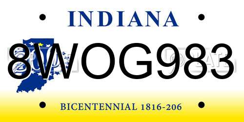 8WOG983 Indiana License Plate