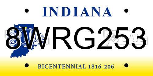 8WRG253 Indiana License Plate