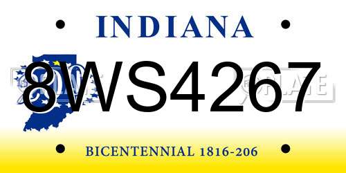 8WS4267 Indiana License Plate