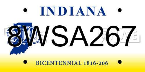 8WSA267 Indiana License Plate