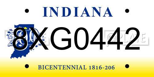 8XG0442 Indiana License Plate