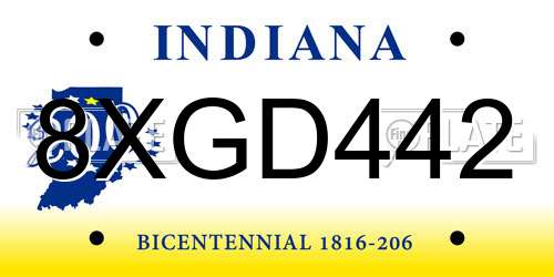 8XGD442 Indiana License Plate