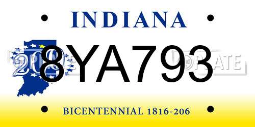 8YA793 Indiana License Plate