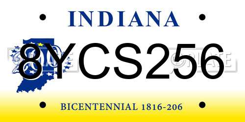 8YCS256 Indiana License Plate