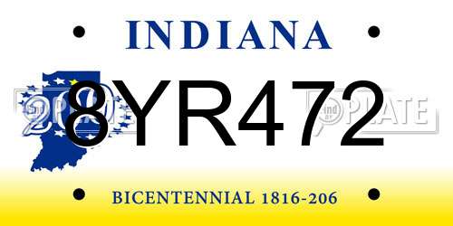 8YR472 Indiana License Plate